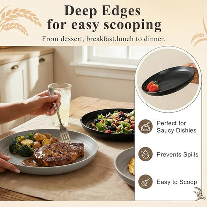 Kitchen Plates Set for 8, Unbreakable Wheat Straw Plates 10 Inch, Alternative - Image 5
