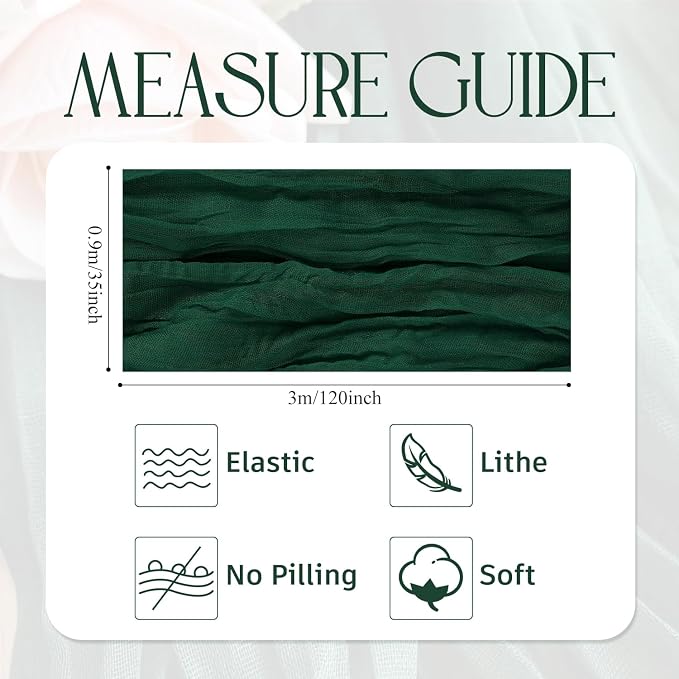 Cheesecloth Table Runner Emerald Green 10FT Boho GauzeRunner - Image 2