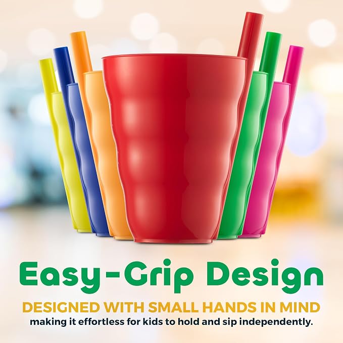 JoyServe 10 Oz Kids Cups with Built-In Straws BPA-Free Tumblers | Stackable - Image 6