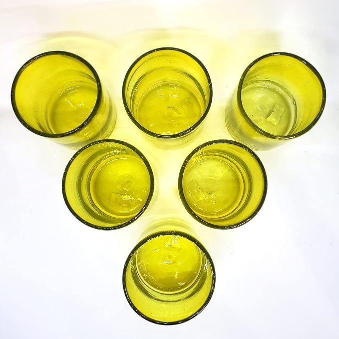 Solid Yellow 9 oz Short Tumblers, Recycled Glass, Toxin-Free - Image 6