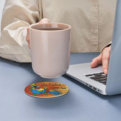 It's 5 O'Clock Somewhere Coasters Set of 6 Funny Parrot Coaster | - Image 3