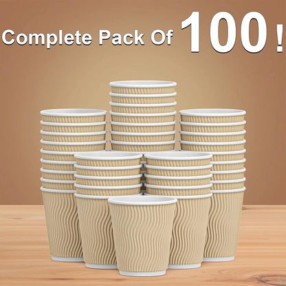 Hot 8 oz Disposable Insulated Corrugated Sleeve Ripple Wall Paper Coffee Cups - Image 7