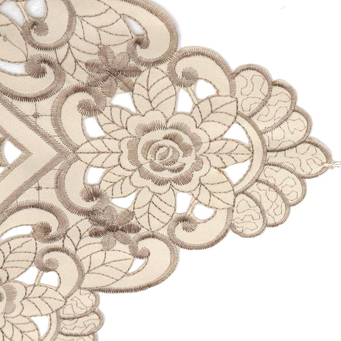 Arzoe Embroidered Lace Table Runner Elegant Vintage Mantel Scarf Dresser - Image 4