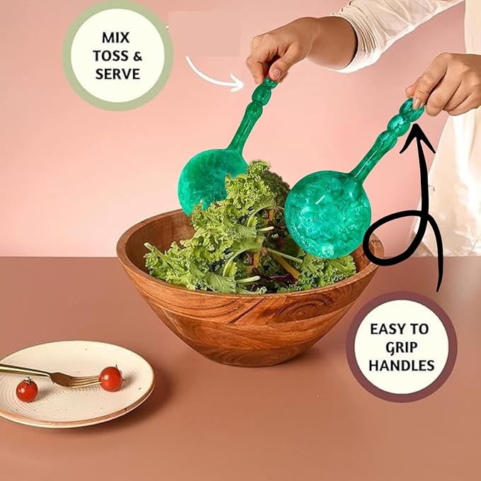 SS Craft Premium Green Resin Salad Serving Spoon Set 2 Pcs Handcrafted Serving - Image 5