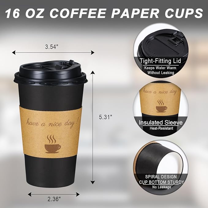 Lamosi 500 Pack 16 oz Coffee Cups, Disposable To Go Paper Cups - Image 2