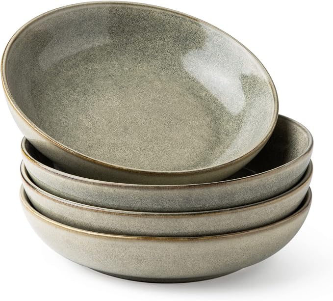 AmorArc 8.5'' Large Pasta Bowls, 36oz Stoneware Wide Serving Bowls Set of 4 by AmorArc