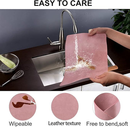 Placemats for Dining Table Set of 4,Design-Classic Faux Leather Eco-Friendly Place Mats,Waterproof&Stain Resistant Table Mats,Washable,Heat-Resistant,Non-Slip for Dining Table Decor (Pink, 4)