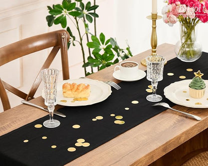 Letjolt Black Table Runner 108 Inches Long | Rustic - Image 3