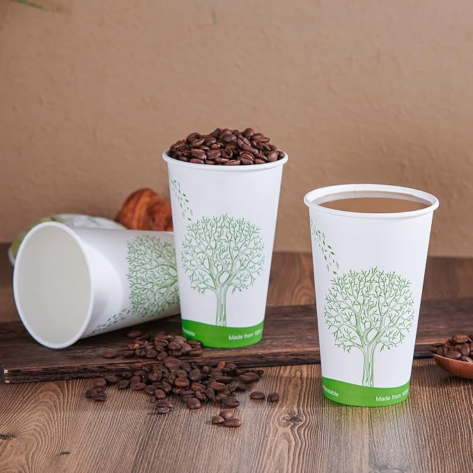ECOLipak 210 Count 16 oz Compostable Paper Cup, Disposable Paper Coffee Cup | - Image 3