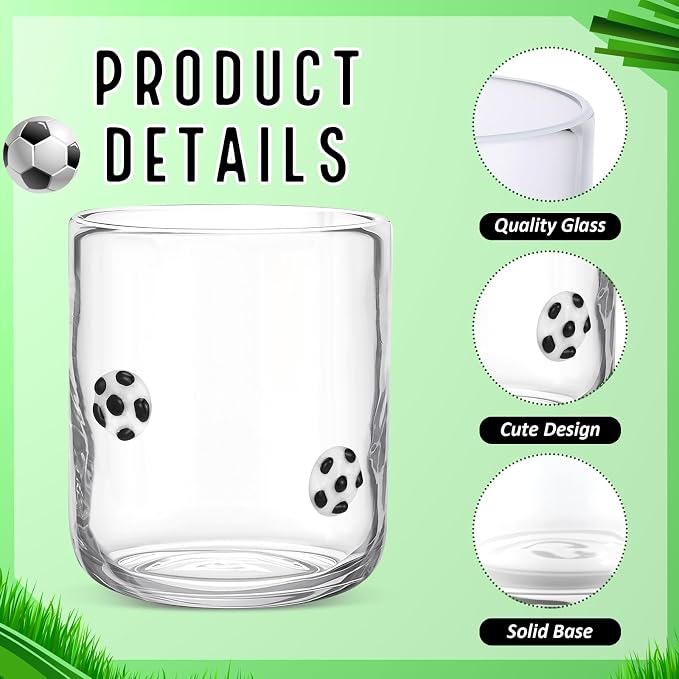 SiliFine 2 Pcs Soccer Icon Juice Glasses, 14oz Ball Sport Stemless Wine - Image 4
