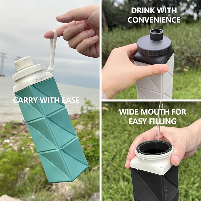BEAUTAIL Collapsible Water Bottles 21 oz, Silicone Portable Water Bottle | BPA - Image 5