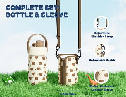 12 oz Kids Stainless Steel Water Bottle: 2-in-1 Straw Spout Lid, Easy Clean - Image 3