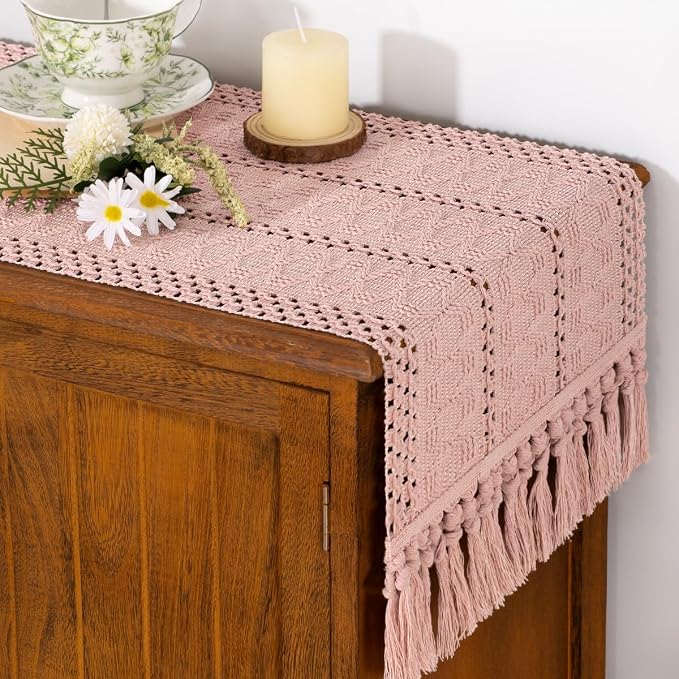 Boho Table Runner Summer Farmhouse Rustic Dining Dresser Scarf Home Decor | - Image 2
