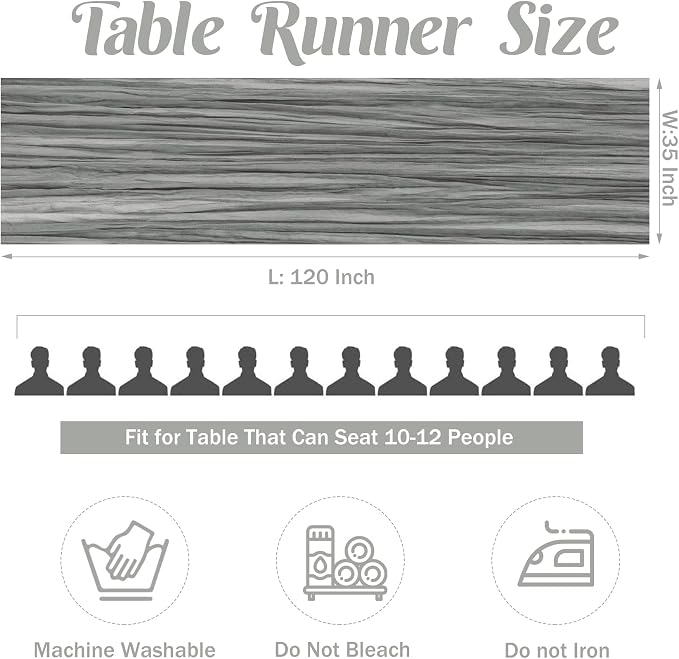6 Pieces Gray 10FT Cheesecloth Table Runner Boho Gauze Fabric Table Runner - Image 4