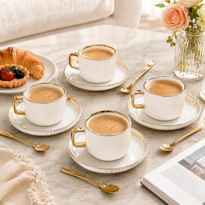 Ceramic Coffee Cup and Saucer Set - Image 3