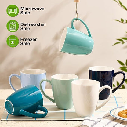 Porcelain Coffee Mugs Set of 6, 13 Ounce Coffee Cups - Image 2