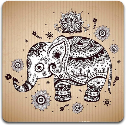Personality Elephant Square Coaster Set - Made of Recycled Rubber - Set of 4