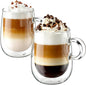 glastal Double Walled Glass Coffee Mugs 12 oz, Cappuccino Cups Set of 2 by glastal