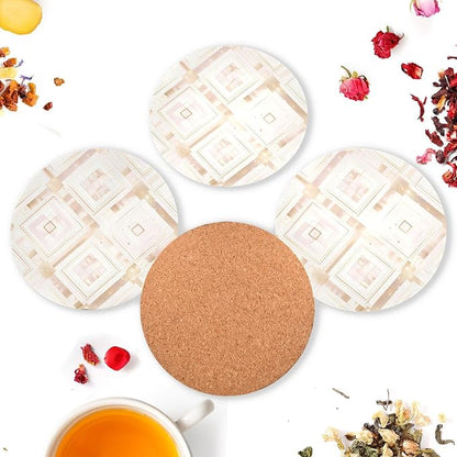 Rose Gold Pink Glitter Absorbent Coasters 4 Pcs Cork Board Craft Tea Insulation - Image 6