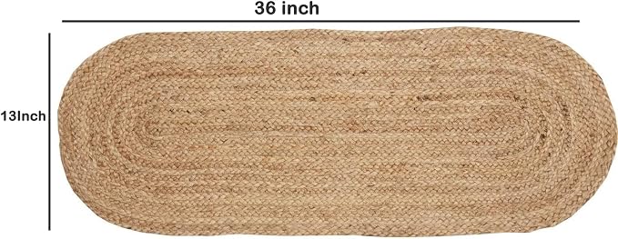 Pack of 1 Handwoven Oval Jute Braided Table Runner 13 x 36 Inch, 100% Natural - Image 2
