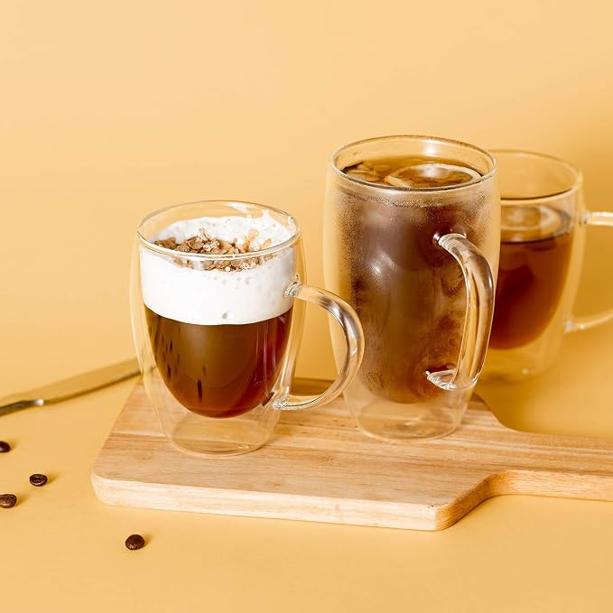 MEWAY 16oz/2 pack Coffee Mugs, Thickened Clear Glass Double Wall Cup - Image 6