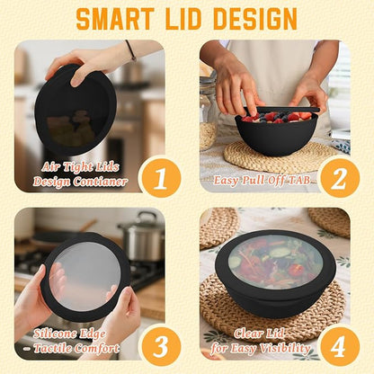 Wheat Straw Bowls with Lids, Unbreakable 40 OZ Salad Container - Image 4