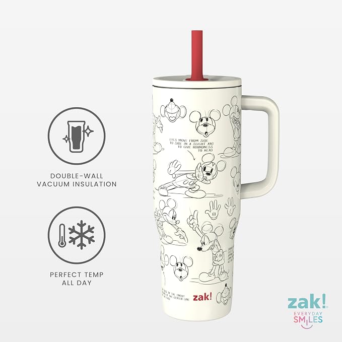 Zak Designs Mickey Mouse 30oz Spill-Proof Insulated Stainless Steel Tumbler | - Image 4