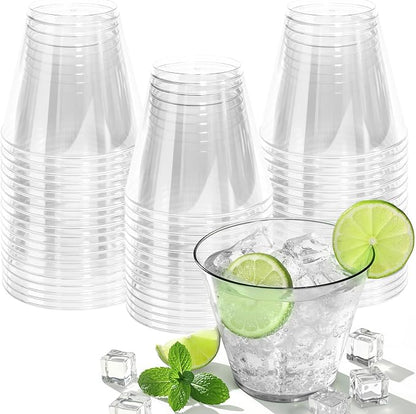 Glowserve 9 OZ Clear Disposable Plastic Cups Cocktail Cup 50 Pack | Fancy by glowserve