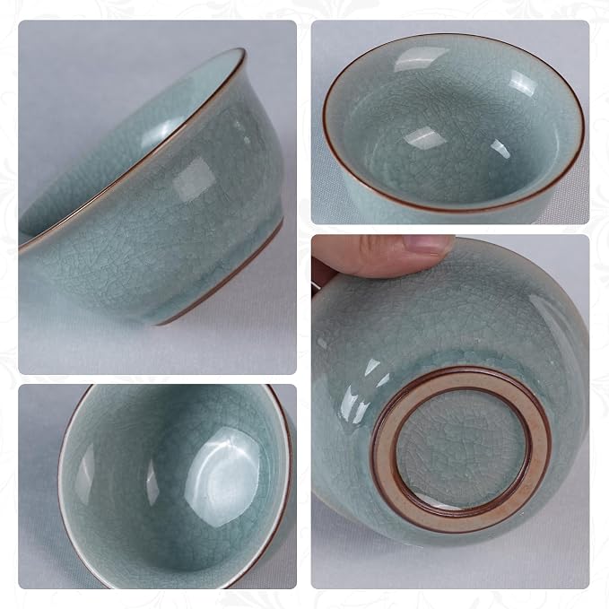 KAMMAK Japanese Tea Cups, 2 Oz Small Handmade Ceramic Teacups, Loose Leaf and - Image 4