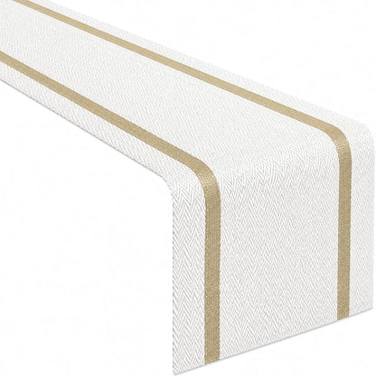 FAVE Woven Vinyl Table Runner White Table Runner Woven by FAVE