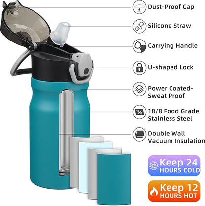 BJPKPK 14 oz Insulated Water Bottle, Stainless Steel Flask | Leak Proof Locking - Image 2