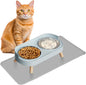 Elevated Cat Bowl with Food Mat, Raised Cat Food and Water Bowl Set by HIAIEVIY