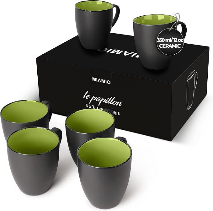 MIAMIO - Coffee Mugs Set of 6 - Le Papillon - Modern Home | Ceramic coffee mugs by MIAMIO