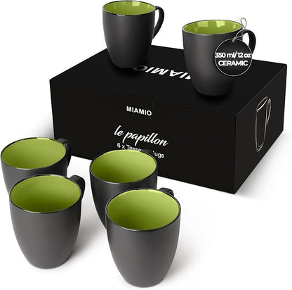 MIAMIO - Coffee Mugs Set of 6 - Le Papillon - Modern Home | Ceramic coffee mugs by MIAMIO