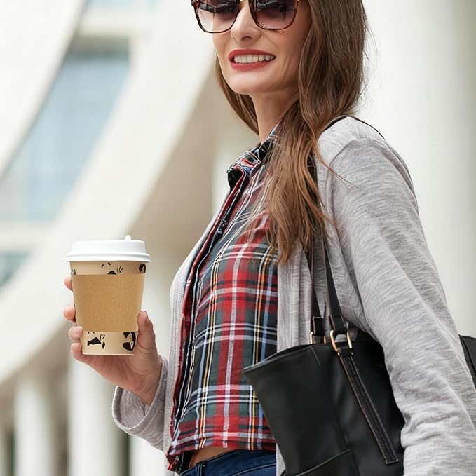 25 Pack 12 oz Disposable Cups Paper Coffee Cups - Image 8