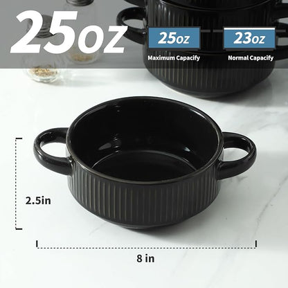 Soup Bowls with Handles, 23 oz French Onion Soup Crocks, Stackable Soup Bowl - Image 2