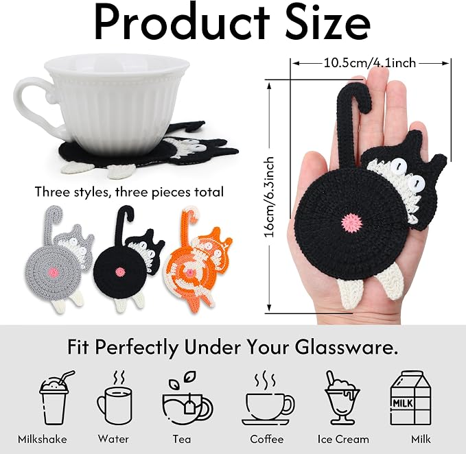 Cat Coasters, Gift for Her, Funny Gifts, Coasters for Drinks - Image 2