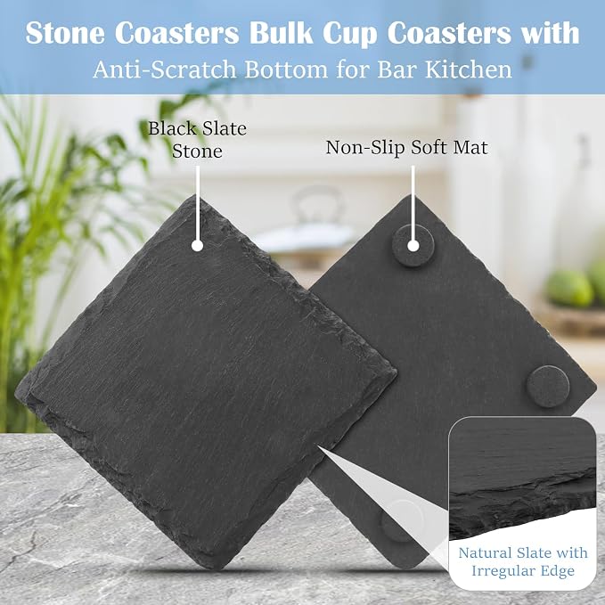Black Nature Stone Coasters Set of 2 - Image 2