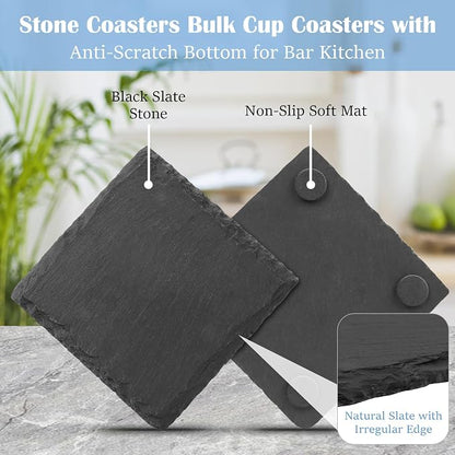 Black Nature Stone Coasters Set of 2 - Image 2