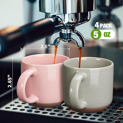 Gencywe Ceramic Mini Espresso Cups Set of 6, 5 oz Espresso Mugs - Image 3