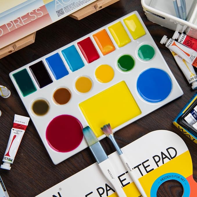 MEEDEN Studio Ceramic Paint Palette, Porcelain Watercolor Palette - Image 6
