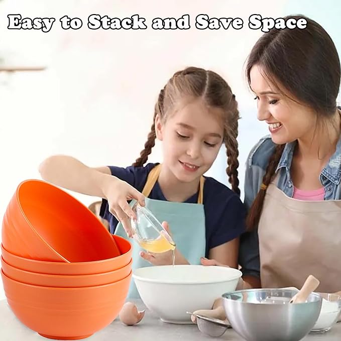 Unbreakable Wheat Straw Cereal Bowls Set of 4, 24 OZ Microwave and Dishwasher - Image 6