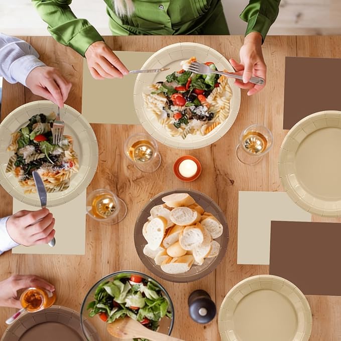 180pcs Gradient Brown Plates and Napkins Party Supplies, Serve 60 | Disposable - Image 5