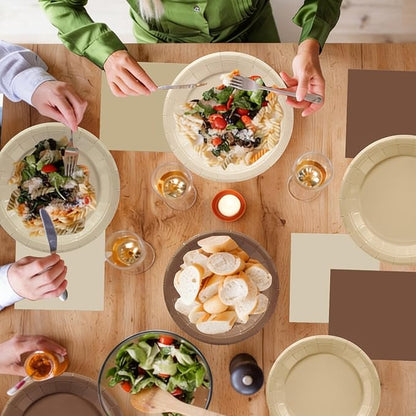 180pcs Gradient Brown Plates and Napkins Party Supplies, Serve 60 | Disposable - Image 5