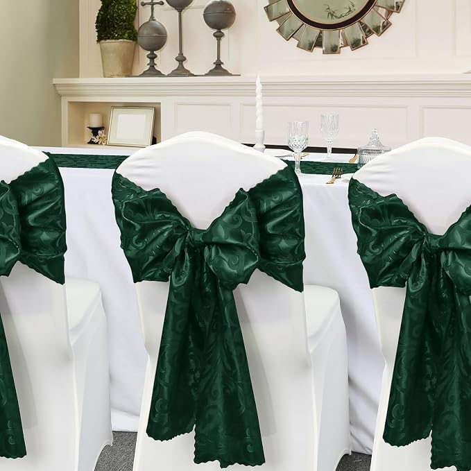 Green Satin Table Runner 12 x 108 Inch, 6 Pack | Bright Smooth Damask, Silky - Image 5