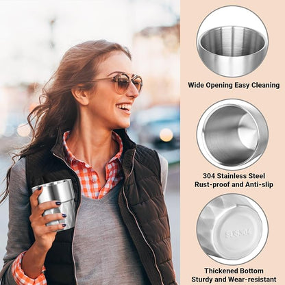 Steel Cups, 10 oz Insulated Tumbler, 4 Pack Double Wall Unbreakable Stackable - Image 4