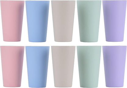 Wheat Straw Unbreakable Cup | 20 oz Reusable Water Drinking Glasses Sets of 10 by LuckyZone