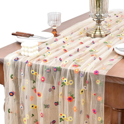 Flower Table Runner Floral Daisy Summer Birthday Party Garden Wedding Decor | by Joanlody