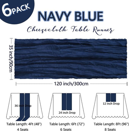 6 Pack Navy Blue Cheesecloth Table Runner 10Ft Gauze Cheese Cloth Table Runner - Image 2