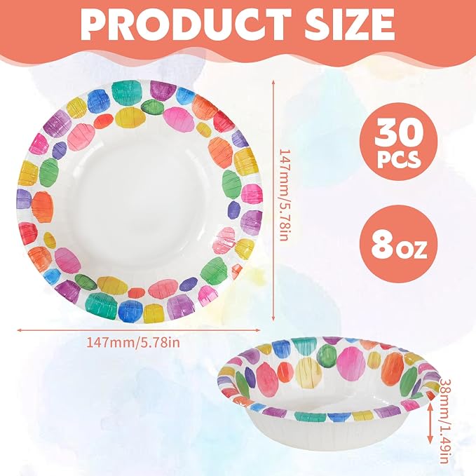 30 Count 8oz Paper Bowls, Disposable Bowls Microwaveable, Soak Proof and Cut - Image 7